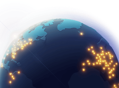globe with dots indicating servers